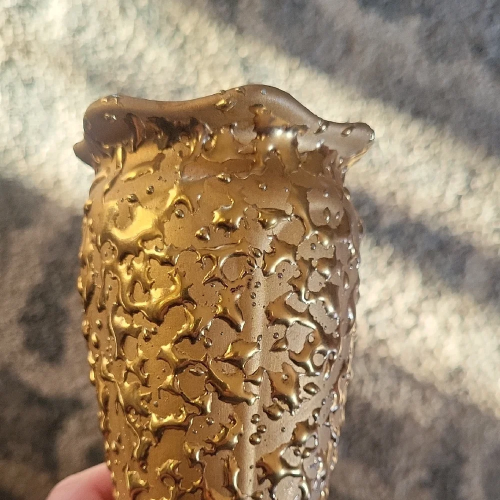 Weeping Gold Vase Hand Decorated Porcelain Vase Bright Gold 22K  Mid Century US - Picture 9 of 12